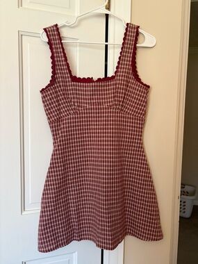 Princess Polly Burgundy & White Gingham Mini Dress